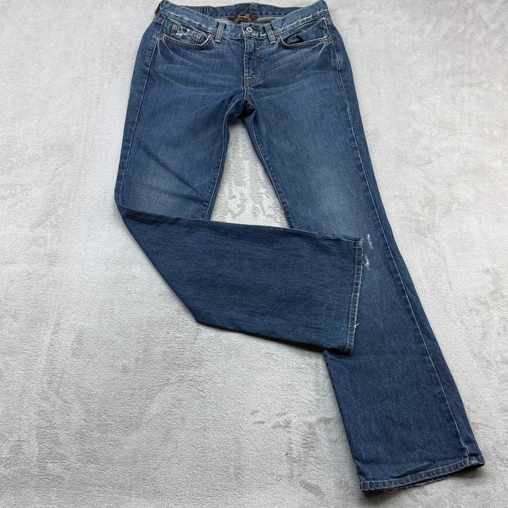 Lucky Brand Sweet N Low Jeans Womens 6/28 Blue Bootcut Distressed Y2K Boho Denim